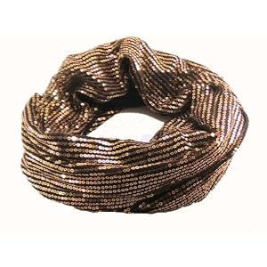 Gold Sequin Eternity Infinity Loop Scarf