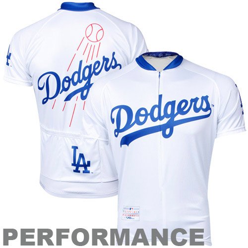 VOmax L.A. Dodgers Stock Performance Cycling Jersey - White (Large)
