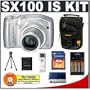 Canon PowerShot SX100IS 8MP Digital Camera with 10x Optical Image Stabilized Zoom (Silver) + Transcend 2GB SecureDigital Memory Card + USB Card Reader + NiMH Rapid Charger & High-Capacity Rechargeable Batteries + Padded Camera Case