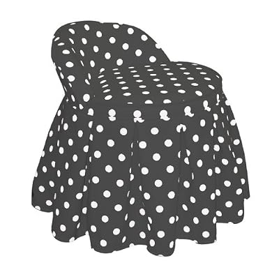 Katie'S Kids Vanity Chair By Skyline Furniture In Black And White Polka-Dot Cotton