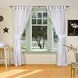 Indo White with Silver color trim Tab Top Sari Sheer Curtain (43 in. x 84 in.) with tieback