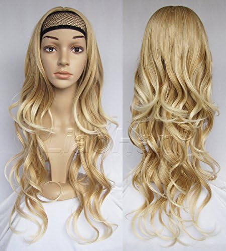 Liaohan® 26" Long Wavy Ombre Wig Brown Mixed Blonde Wig Synthetic Wavy Hair Wigs for Women (27T613)