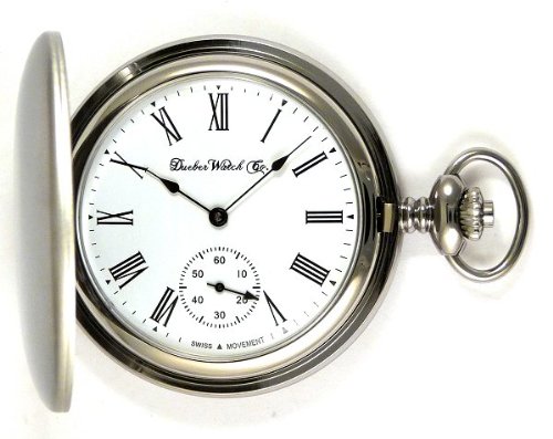 Dueber Swiss Mechanical Pocket Watch with Satin Chrome Hunting Case