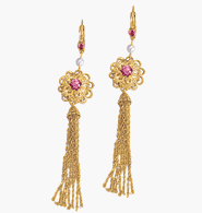 Avon Pink Frosted Filigree Multistrand Earrings
