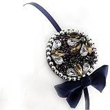 NAVY BLUE SEED BEAD RHINESTONE JEWELED FANCY HAIR HEADBAND