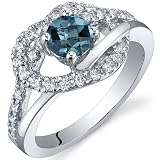Rhythmic Harmony 0.50 Carats London Blue Topaz Ring in Sterling Silver Rhodium Finish Size 5 to 9