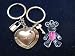 KBF0028 Love you matiching heart Couple keychain with a cute hand painted dog - Gift for couples