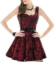 Sexy Sleeveless Spaghetti Strap Polyester General Print Flared-Skirt Short Homecoming Dress/Party Dress 