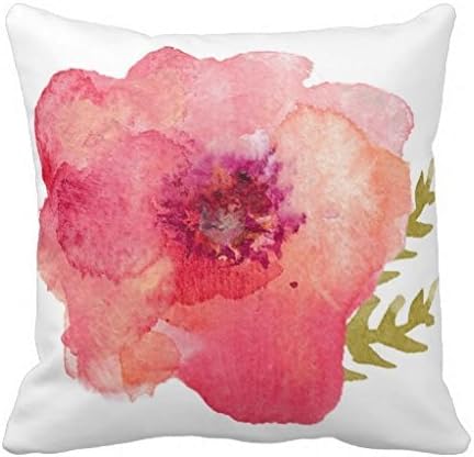 Goumyn 18 inch Decorative Pillow Case Pink Watercolor Flower Pillowcase