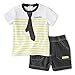 Calvin Klein Baby-Boys Infant White with Lime Stripes Tee and Shorts -Tie