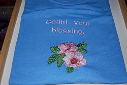 Embroidered Light Blue T "Count Your Blessing" Adult-XL