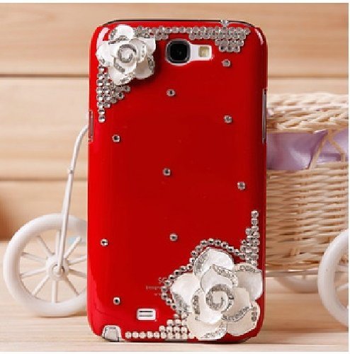 Rose Flower Camellias Bling 3d Diamond Crystal Hard Back Cover Case for Samsung Galaxy Note 1 N7000 I9220 I717
