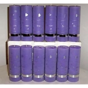 12 Purple Pillar 2x6 Inch Dreams Lavender Scented Gift Favor Candles