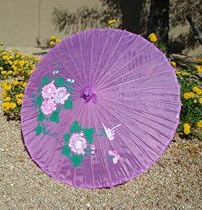 Cloth Parasol, Purple with Flowers (#8000PU)