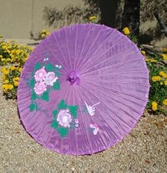 Cloth Parasol, Purple with Flowers (#8000PU)