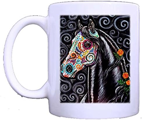 Ceramic White Mug Tea Mug Coffee Cup With Day of the Dead Sugar Skull Zebra Print