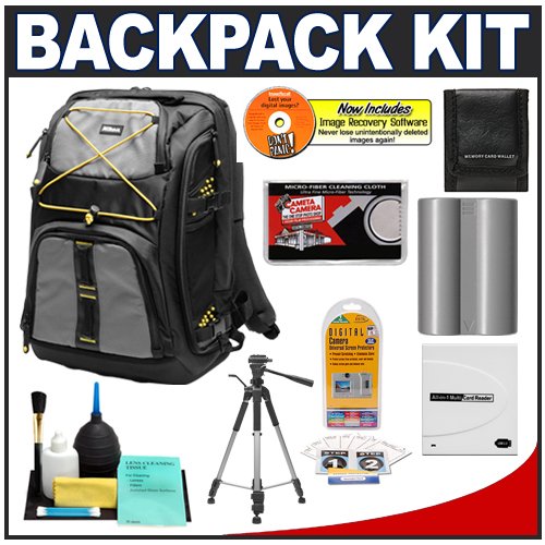Nikon Digital SLR Camera & Laptop Backpack + EN-EL3e Battery + Tripod + Accessory Kit for D700, D300s, D300, D200, D90, D80