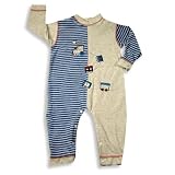 Beyond Basics Kids - Infant Baby Boys Velour Coverall, Grey, Blue