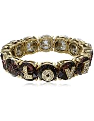 Betsey Johnson "Leopard Words" Love Pink Leopard Stretch Bracelet, 7.5"