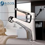 AZOS 洗面器の蛇口 黄銅製 銀色 単穴 台付 冷熱混合水栓 MPDKZ010