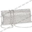 Luxus Clutch Bag Tasche Abendtasche Handtasche mit Strass 2 Way Silber fuer Braut Hochzeit