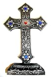 Cross~ Standing Cross~ Floral Blue & Red Jeweled~ Approx 5.25 x 9