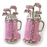 Golf Club Bag Brooch Pin Light Pink Stone Crystal Rhinestone Fashion Jewelry