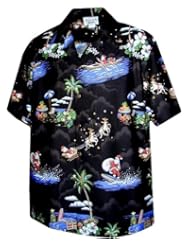 Christmas Santa Claus Hawaiian Shirt (XL, Black)