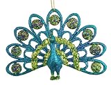 5.5 Fan-Tail Peacock Mica Glitter Christmas Ornament