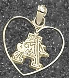 Arkansas Razorbacks Solid 14K Gold A Razorback Heart 5/8 Pendant