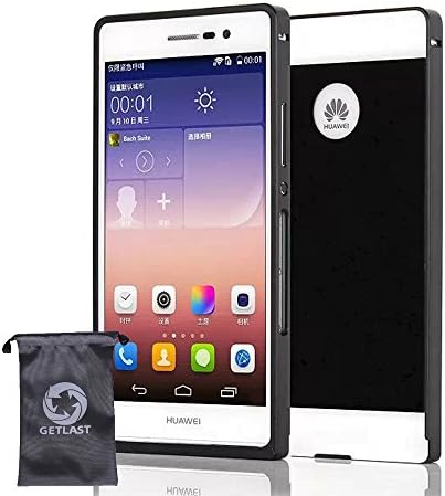 MINUO - Huawei Ascend P7 Case, [Black] Luxury Aluminum Metal Frame + PC Back Cover Bumper Case for Huawei Ascend P7