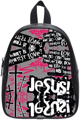 RAROFU Colorful Abstract Jesus Christian Bible Cross Crucifix Design Size L Backpack School Bag Satchel