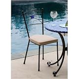 Set Of 6 - Blue Martini Tile Stackable Chair With Cushion