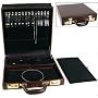 Brown Leather Jewelry Attache Carrying Case Briefcase Display Travel Unit 14 7/8"
