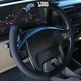 Detroit Lions Black Poly Suede & Mesh Steering Wheel Cover