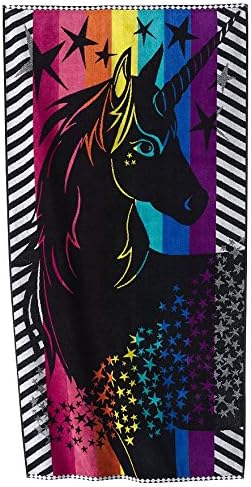 Sonoma OutdoorsTM Supersoft Velour 34" X 64" Large Beach Towel 100% Luxurious Turkish Cotton Unicorn Pattern