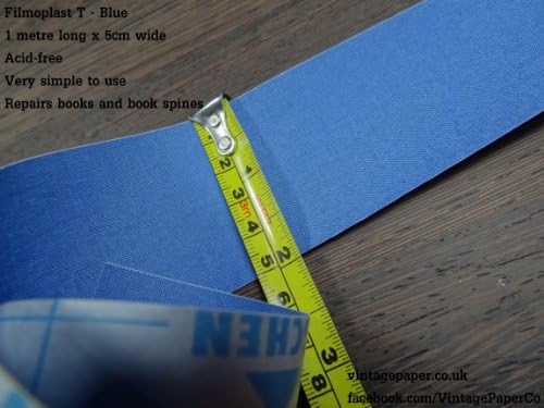 Filmoplast T - Bookbinding Cloth, Acid-free Book Spine Repair Tape (Blue) 1 Meter x 5cm - Free Delivery