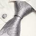 Grey Paisleys Ties For Men Silver Pattern Fathers Day Gift Formalwear Silk Ties Cuff Links Set A2009