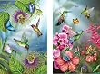 Large Print Double Deck Bridge Playing Cards - Flowers & Hummingbirds