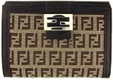 Fendi - Fendi Brown and Beige Fabric and Leather Medium Wallet 8M0160-TN9-F0LK9