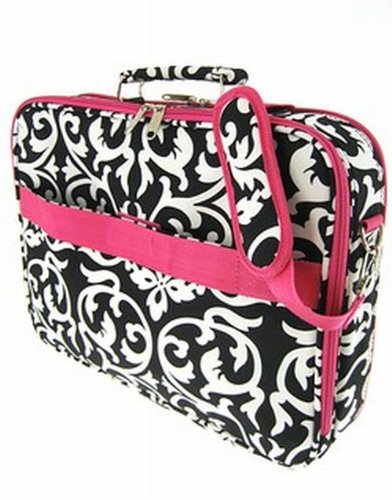 Damask and Hot Pink Laptop Case Bag 17