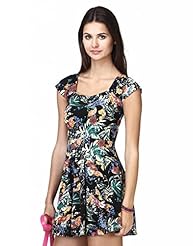 Cotton/Jersey Tropical Print Skater Dress 