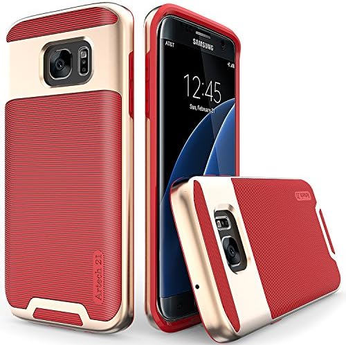 Galaxy S7 Edge Case -- Artech 21 [Vivid Arkansas Series] Slim Dual Layers [ Shockproof ] [Drop Proof ] Textured Pattern Anti-Slip Protective Cover Case For Samsung Galaxy S7 Edge -- [IronHeroRed]