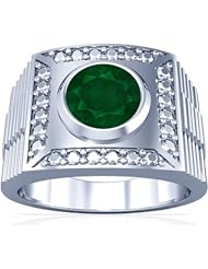 Platinum Round Cut Emerald Solitaire Ring