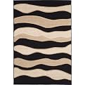 Waves Double Weave Rug Collection - Black