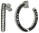 51djDdF5 uL. SL160  14k White Gold 7/8 (22mm) Inside Out Hoop Earrings, w/ 3.07 Carats Black & White Brilliant Cut Diamonds