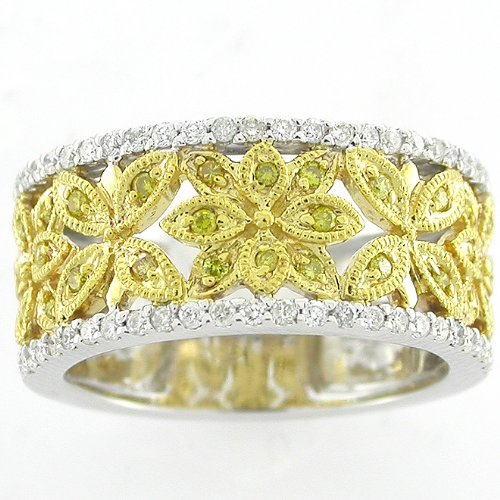 14KT White Gold Wedding Anniversary Yellow Diamond Band Bridal Ring (GH, SI, 1/2 carat)