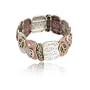 Peace Theme Tri Tone Metal Casting Stretch Bangle Bracelet Fashion Jewelry