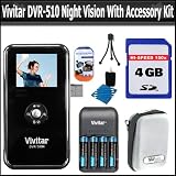 Vivitar DVR-510 Night Vision 2GB Digital Video Camcorder With 1.8-inch LCD Screen with Water Proof Casing - Black Plus 4GB Accessory Kit Includes 4GB High Speed SD Card + Deluxe Hard Case + Vivitar 4 AAA NiMH Batteries and Charger + Screen Protector + More