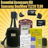 Essential Accessory Kit For The Samsung DualView TL220 TL90 Digital Camera Includes 4GB Micro SD Memory, Card Reader, SLB-07A Battery, Hard Shell Case + Mini Tripod + More